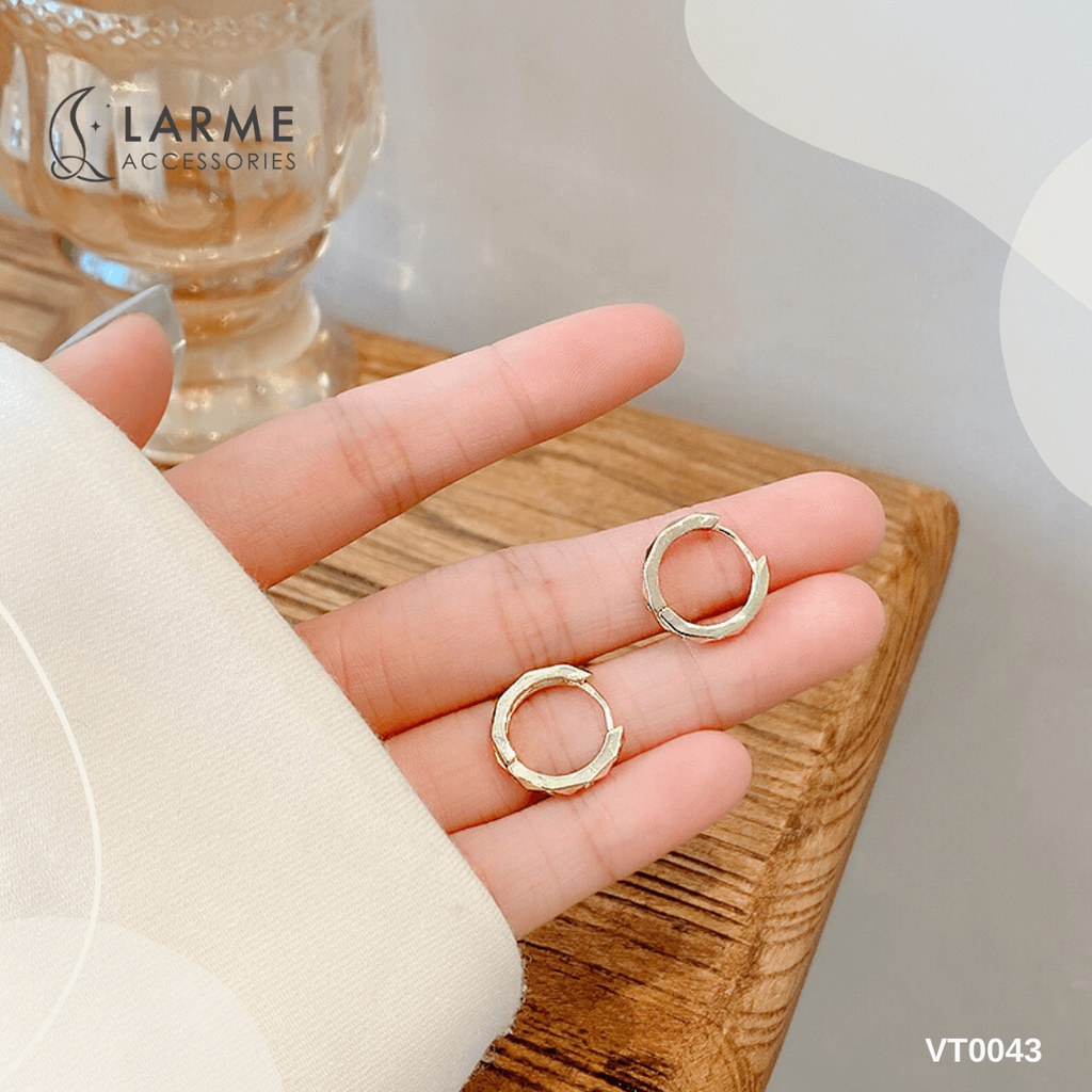 Khuyên tai nữ, bông tai nữ dáng tròn chốt bấm larme accessories -KT0143