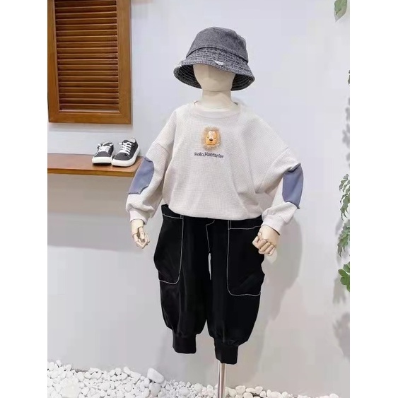 Áo Sweater thể thao tay dài kiểu Hàn Quốc dễ thương cho bé trai