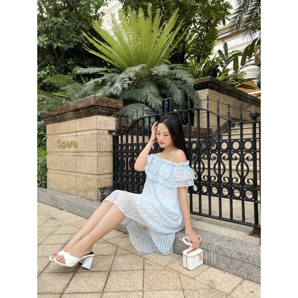 YU CHERRY | Đầm nữ trễ vai họa tiết hoa nhí, Floral Flying Dress YD156