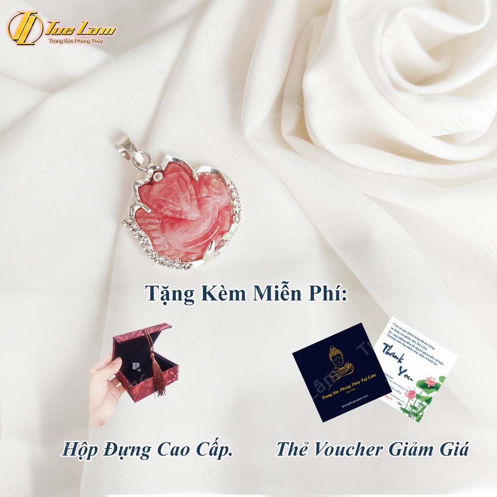 Mặt dây chuyền hồ ly chúa đào hoa dáng ôm hoa bọc bạc hợp mệnh hỏa thổ - Tuệ Lâm