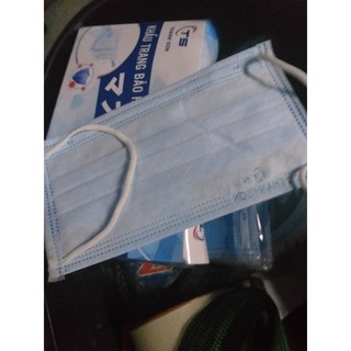 KHẨU TRANG Y TẾ 4 LỚP 1 HỘP 50 CÁI MÀU XANH DƯƠNG KHÁNG KHUẨN KTYT BẢO AN CÓ DẬP LOGO THANH SƠN CAO CẤP XANH-DUONG