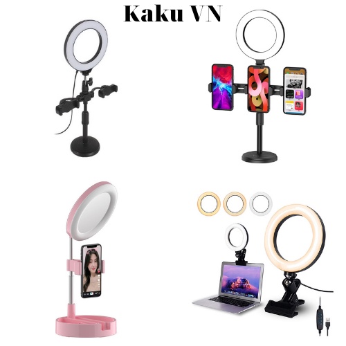 Đèn livestream để bàn 16cm 2 kẹp, có gương make up