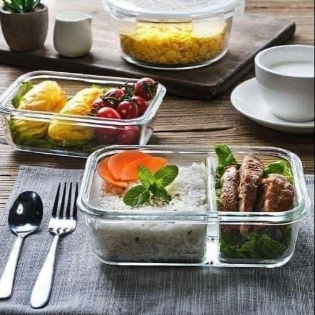 HỘP THỦY TINH CHIA NGĂN 1000ML QUAY LÒ VI SÓNG