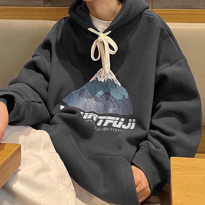 Áo hoodie tay dài dáng rộng in họa tiết núi tuyết thời trang cao cấp cho nam