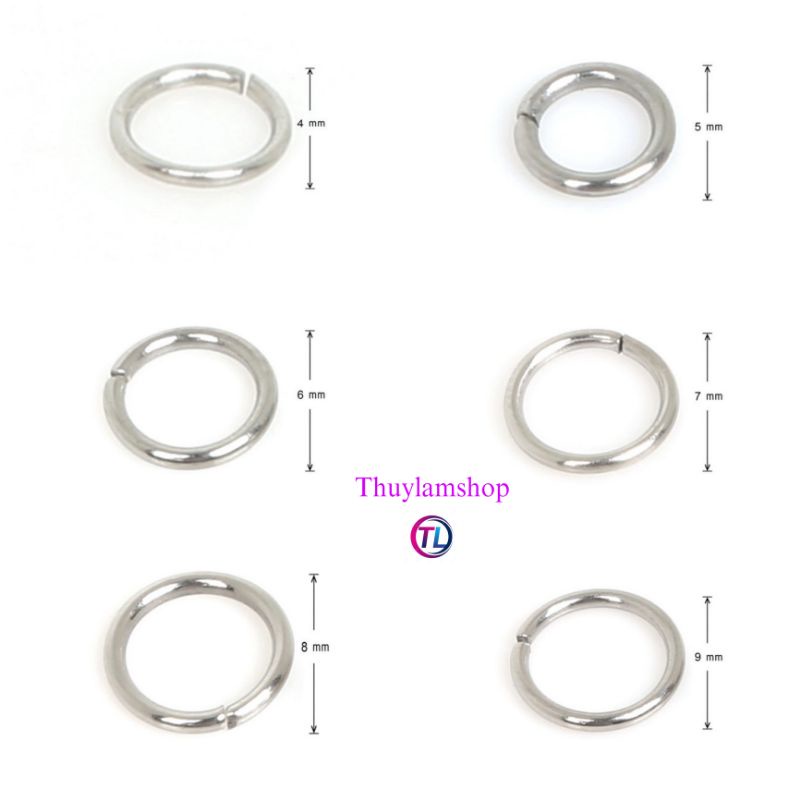 Charm Khoen bạc 925 vĩnh viễn bảo hành có nhiều size khoen hở