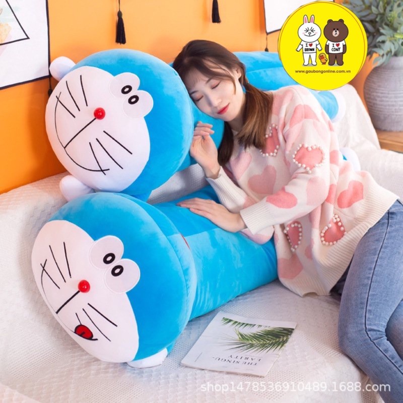 Gấu ôm Mèo Doremon dáng nằm - Gối ôm Doremon cao cấp - Kích Thước 80cm 1m1 1m2 1m4. HÀNG NHẬP