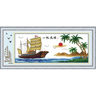 Tranh Thêu Chữ Thập Thuận Buồm Xuôi Gió H1217 (KHÁCH TỰ THÊU) KT:125X55CM