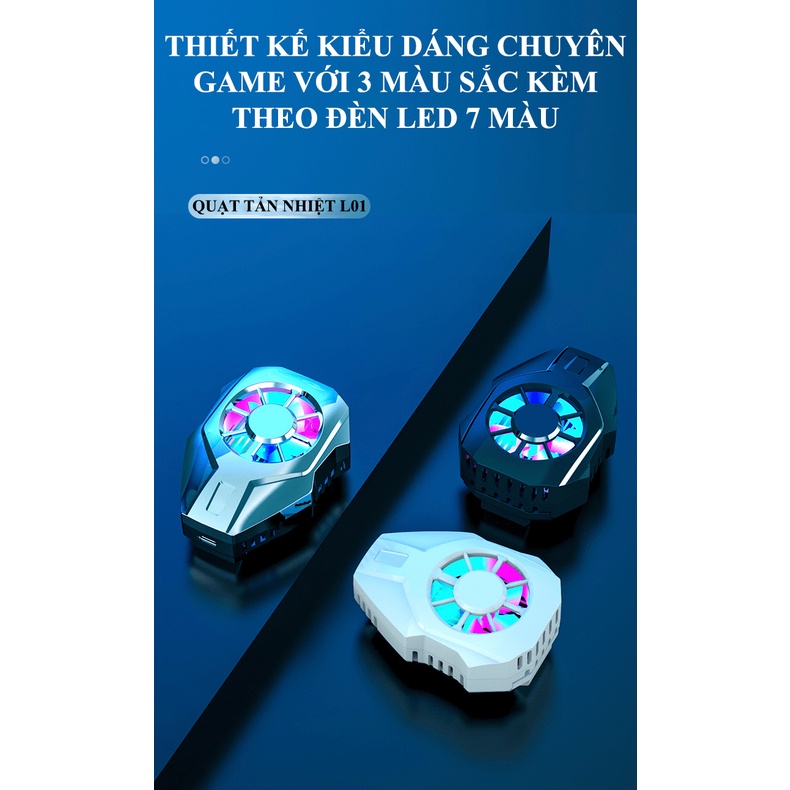 Quạt tản nhiệt điện thoại L01 có sò lạnh và đèn led 7 màu cực đẹp phù hợp với mọi điện thoại