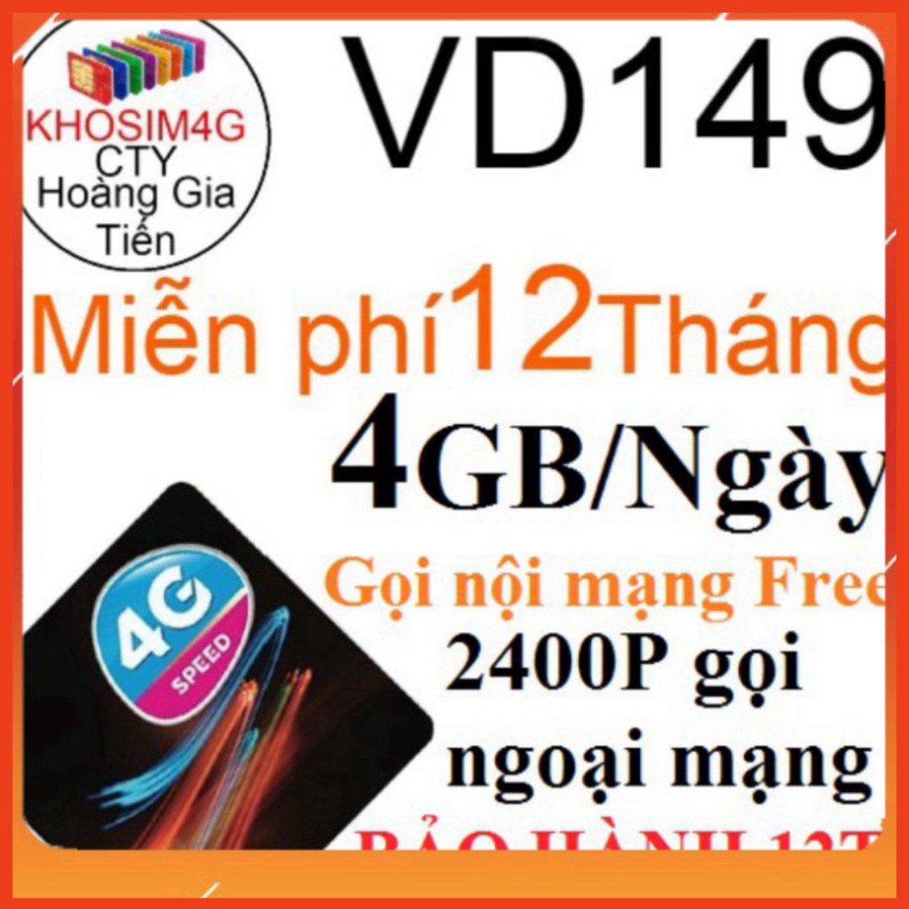 GIẢM GIÁ LỚN SIM 4G VINA VD149 12T KM 4GB/NGÀY vd89 TẶNG 2GB/NGÀY trọn gói 1 năm không cần nạp tiền hàng tháng GIẢM GIÁ 