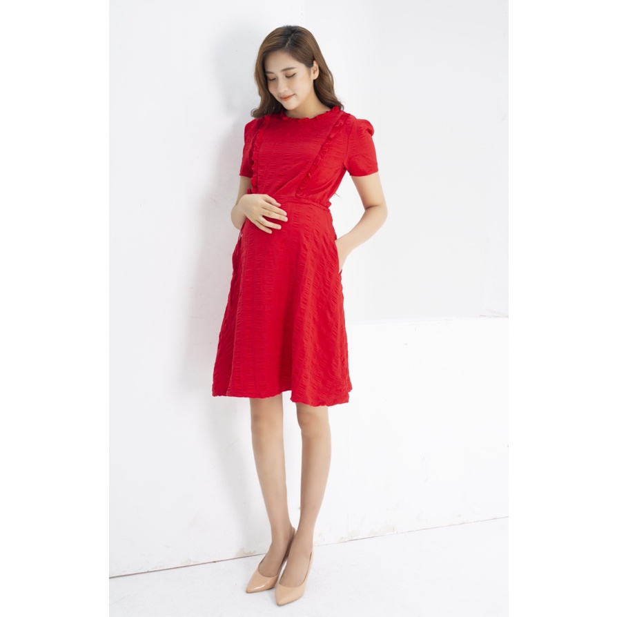 Đầm bầu có khóa cho con bú, vắt sữa sau sinh đai thắt eo linh hoạt MOLYS M226