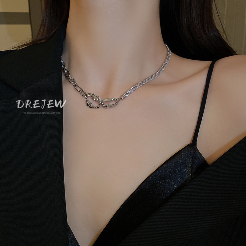 Dây chuyền DREJEW kim loại dạng xoắn thời trang Hàn Quốc dễ phối đồ dành cho nữ