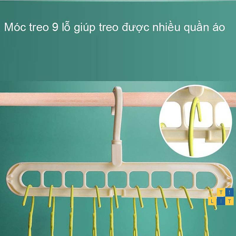 Móc Treo Quần Áo Bằng Nhựa Đa Năng 9 Lỗ - siêu bền, siêu tiết kiệm diện tích, dễ sử dụng [MÓC 9 LỖ]