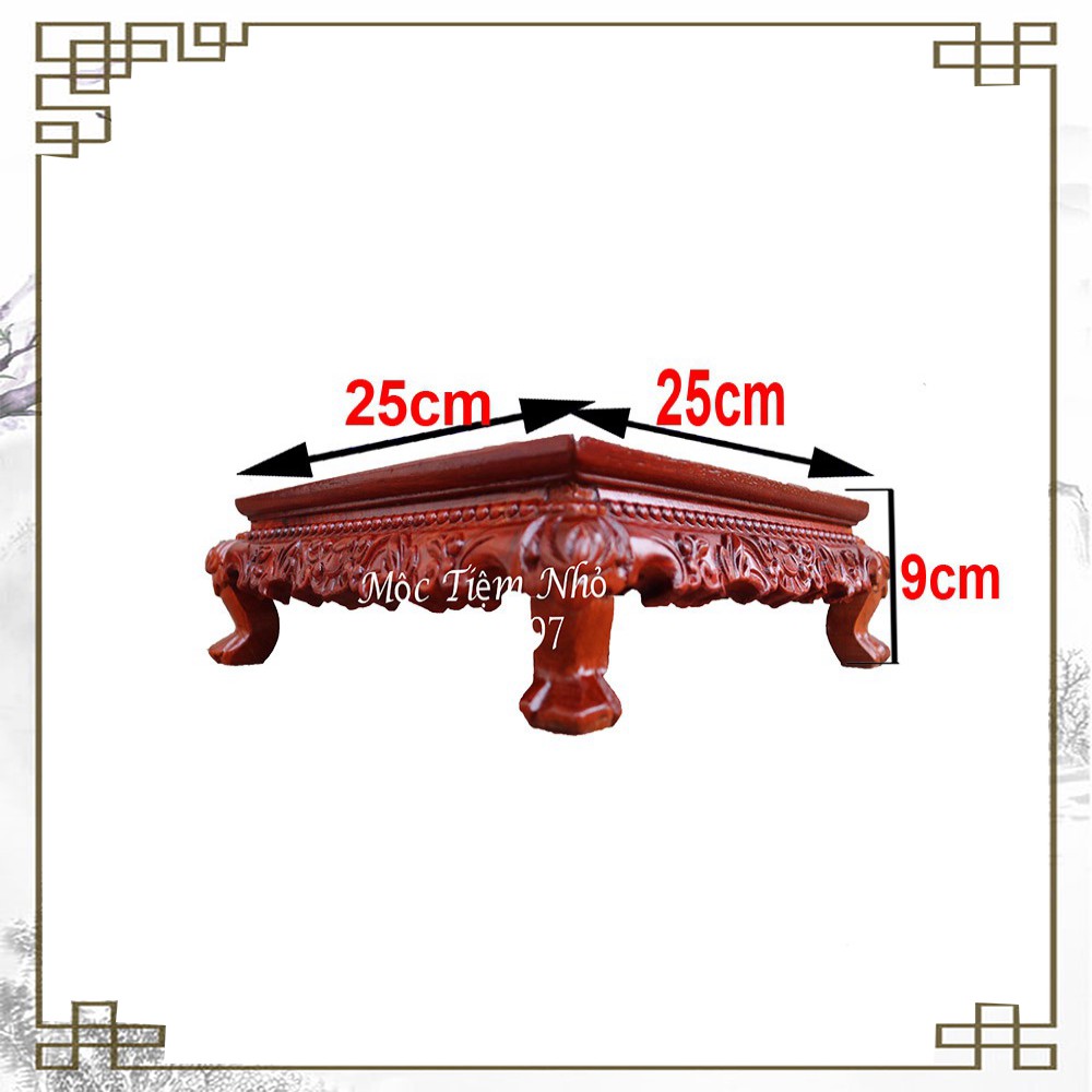 Kỷ chân rồng gỗ hương cao 9cm cỡ mặt vuông 25cm