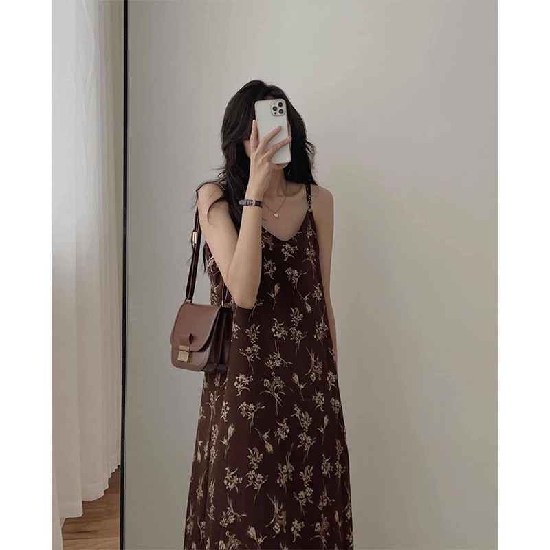 Váy hai dây, váy đầm nữ maxi họa tiết hoa nhí phong cách ulzzang cực kỳ hot | BigBuy360 - bigbuy360.vn