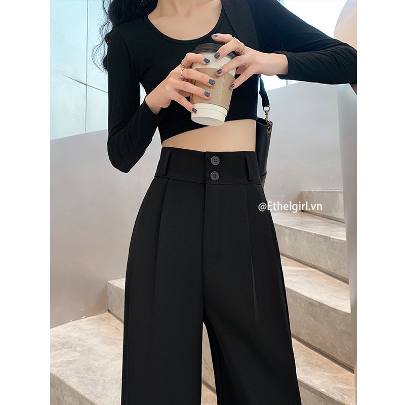 Quần Dài Lưng Cao Ống Đứng Thời Trang Nữ