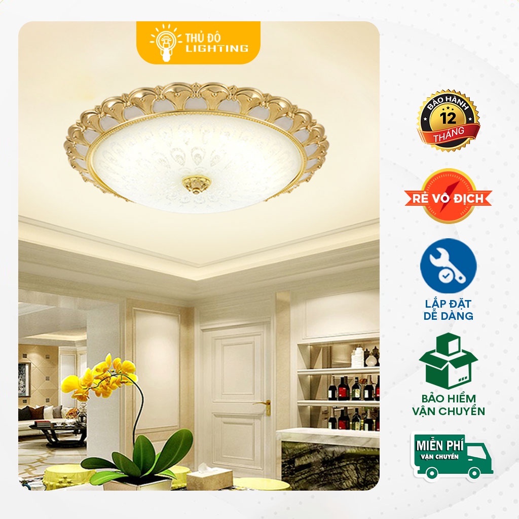 Đèn Ốp Trần Tân Cổ Điển THỦ ĐÔ LIGHTING Hình Tròn Đường Kính 500mm Với Công Suất 36W Chiếu Sáng Ổn Định, Tiết Kiệm Điện