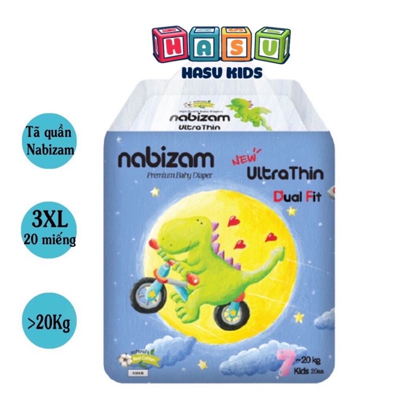 [QUÀ TẶNG HẤP DẪN] COMBO 3 Bịch Tã/Bỉm Quần size XXXL20 NABIZAM Ultrathin Nội Địa Hàn Quốc 2022 Siêu Thấm Hút