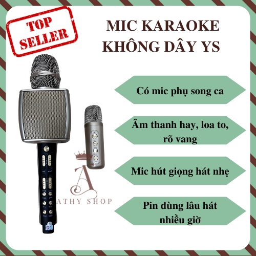 MIC KARAOKE BLUETOOTH YS-98 CÓ MIC PHỤ SONG CA KHÔNG DÂY TIỆN LỢI, mic chống hú không rè volume lớn nhạc to rõ sống động