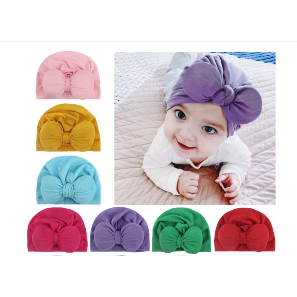 Mũ kiểu băng đô turban co giãn thắt nơ xinh xắn đáng yêu dành cho bé
