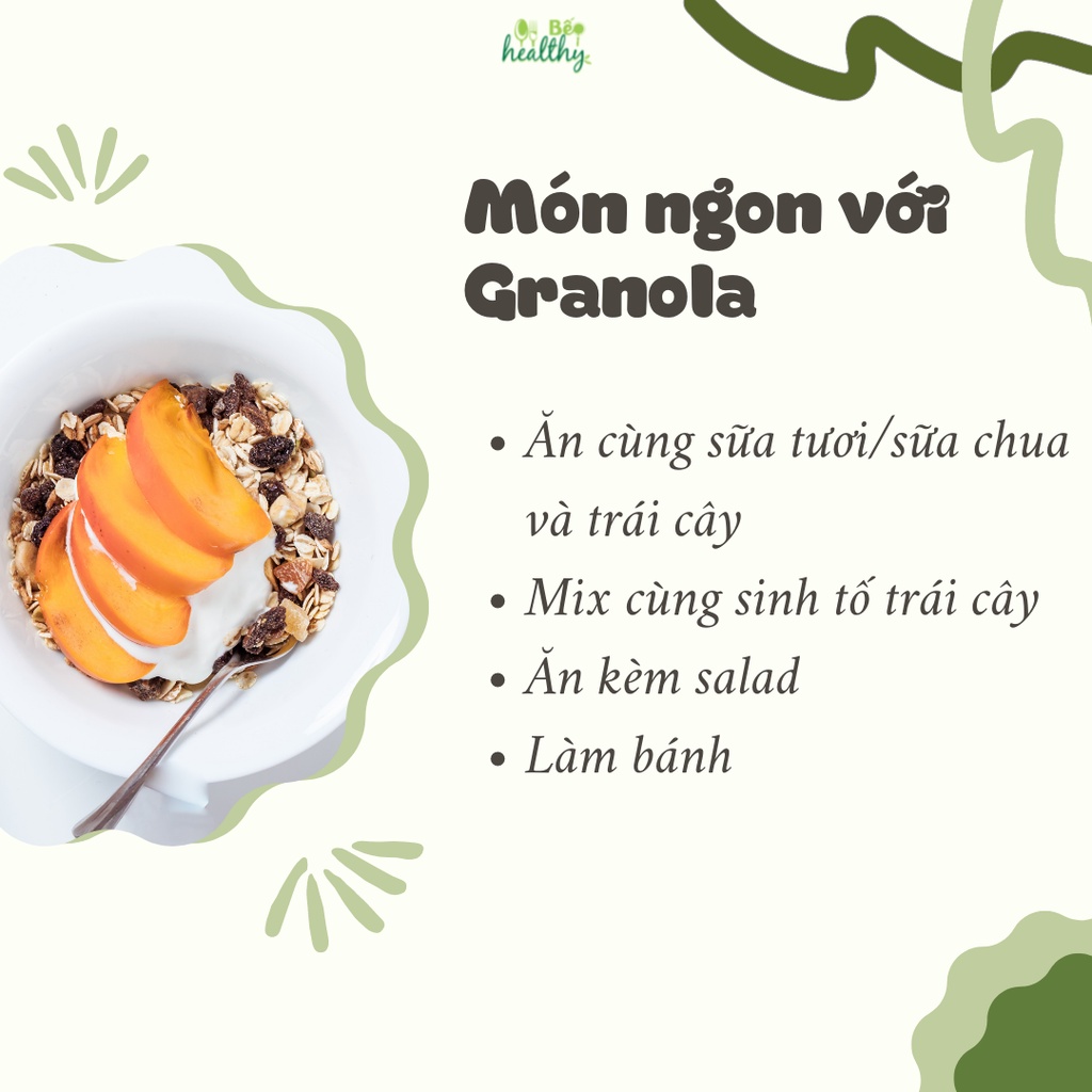 Ngũ cốc ăn kiêng không đường granola vị matcha 6 loại hạt - Bếp healthy Hà Nội