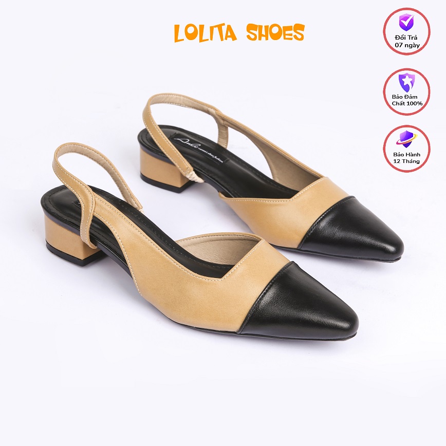 Giầy cao gót slingback vá mũi vuông 3 phân MSP 10221