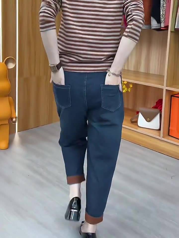 Quần jeans nữ cạp thun, quần bò nữ Baggy Hàn Quốc, chất Demin bền đẹp tôn dáng QS38 | BigBuy360 - bigbuy360.vn