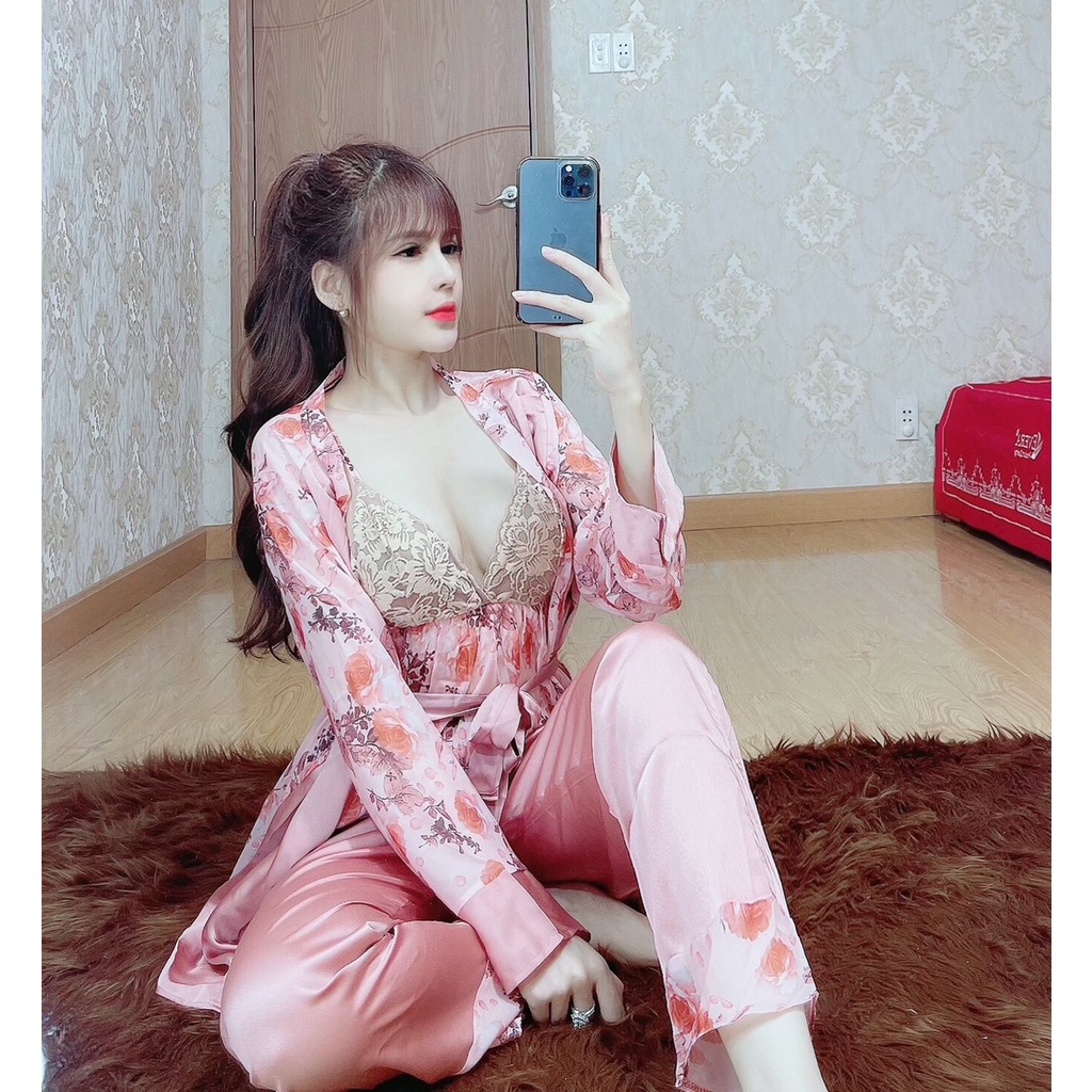Set choàng sexy gợi cảm, siêu xinh gợi cảm, chất lạu satin mango giá xưởng- Set03sọc