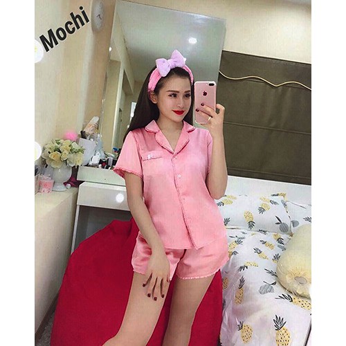 Xả kho đồ bộ pijama phi lụa bèo đùi Xanh Ngọc siêu hot hit - (HÌNH THẬT) Đồ bộ ngủ pijama lụa xanh ngọc(còn nhiều màu)