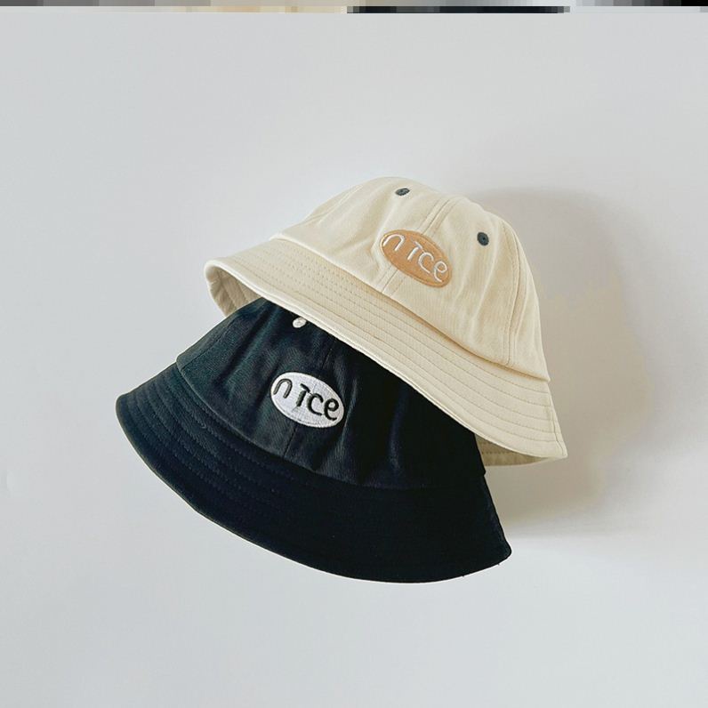 Mũ Bucket Màu Sắc Đơn Giản Thêu Họa Tiết Xinh Xắn Phong Cách Hàn Quốc Cho Bé