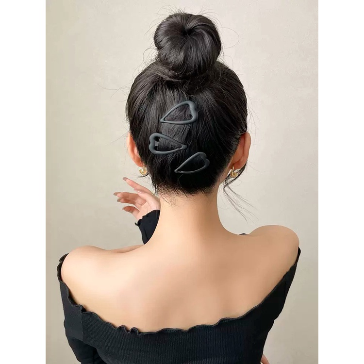 Set 12 Kẹp Tóc Màu Đen Đơn Giản Phong Cách Hàn Quốc Cho Nữ