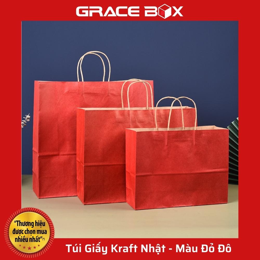 {Giá Sỉ} Túi Giấy Kraft Nhật Cao Cấp - Màu Đỏ Đô - Siêu Thị Bao Bì Grace Box