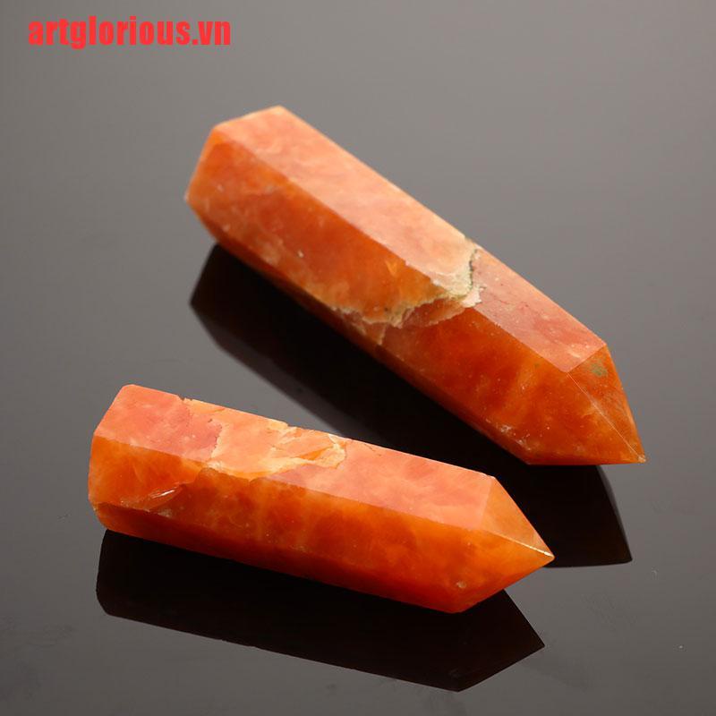 【artglorious】1pc Natural Sunstone Healing Energy Stone Quartz Tower Orange Orn