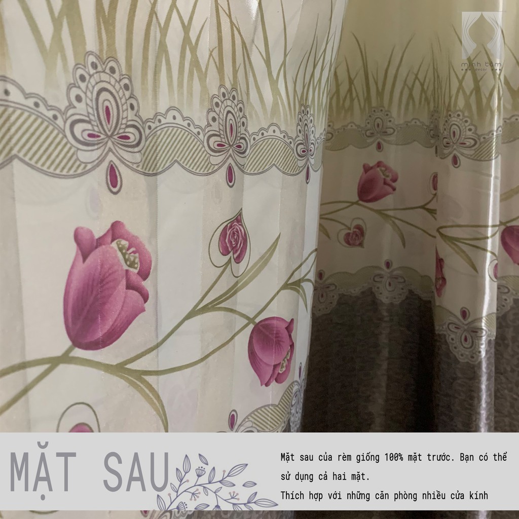 Rèm cửa sổ Minh Tâm cản nắng , cách nhiệt, kiểu dáng ore, rèm dán tường - bóng 2 mặt hoạt tiết tulip ( Kích thước nhỏ)