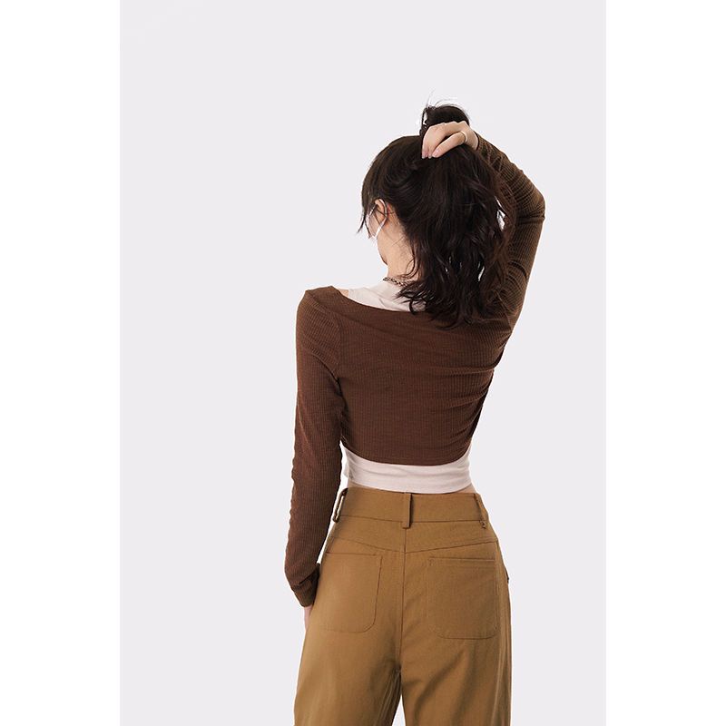 Áo Cardigan Màu Cà Phê 2022 Phong Cách Hàn Quốc + Áo Vest Rách Ôm Dáng Thời Trang Mùa Hè Mới Cho Nữ