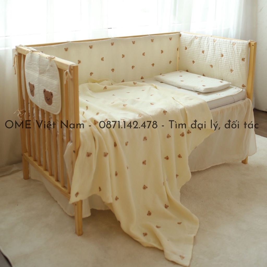 Set chăn gối đa năng - gối rãnh thoáng, chăn 4 mùa vải xô muslin chính hãng OME x Sishi