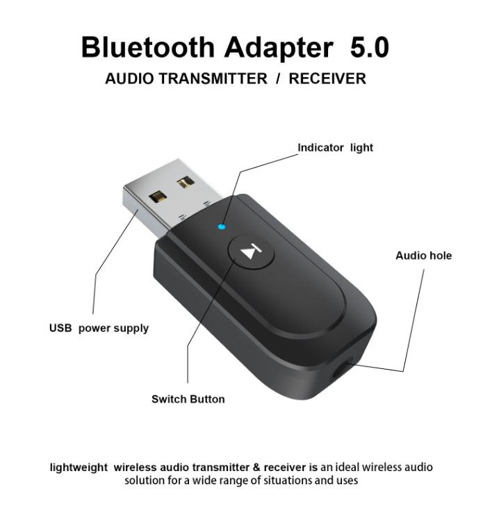3 trong 1 USB Bộ phát Bluetooth Bộ thu TV Loa ô tô Điện thoại di động Bộ chuyển đổi máy tính