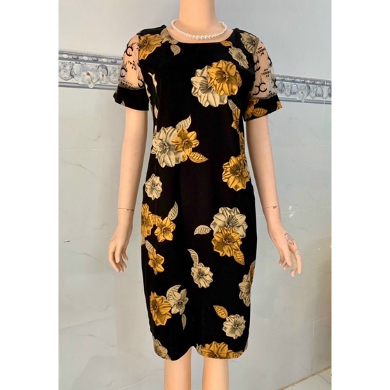 ĐẦM THUN FORM SUÔNG TAY PHỐI REN