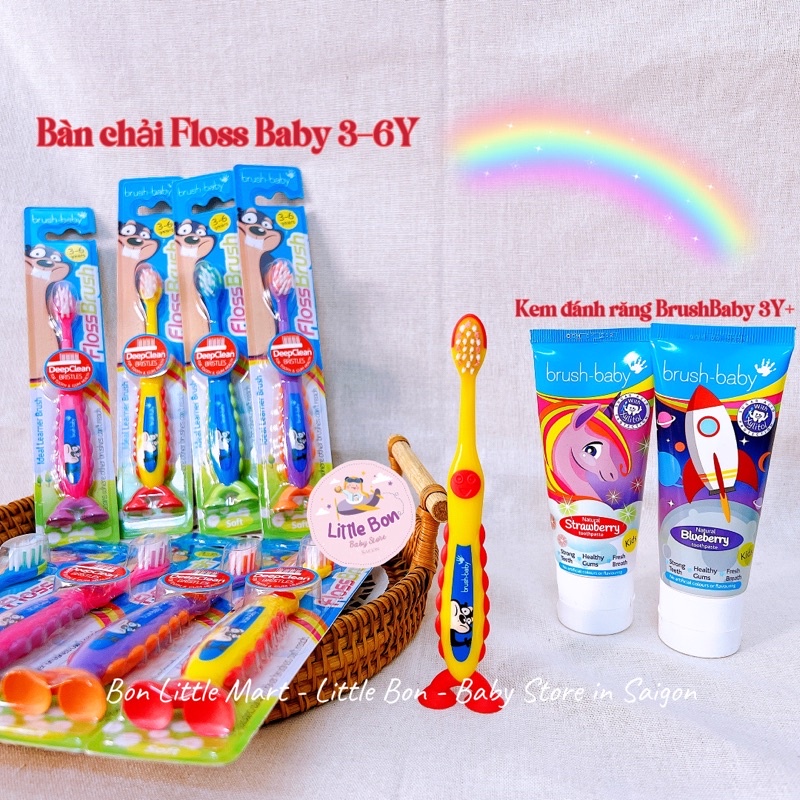 Bàn chải Floss Brush của BrushBaby UK cho bé 3-6Y