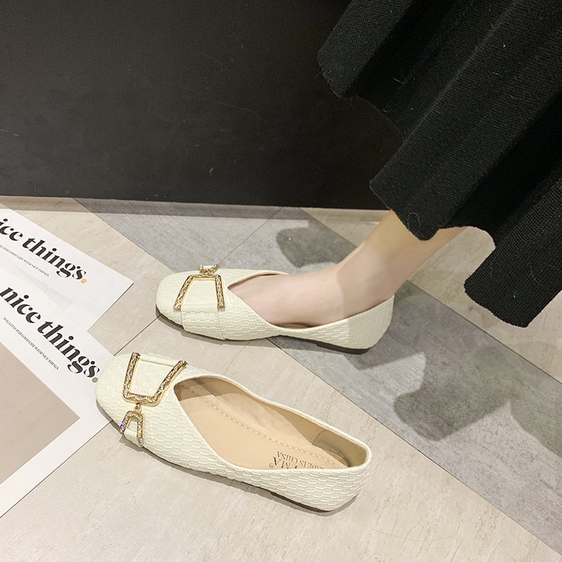 Giày búp bê đế bằng miệng nông mũi vuông thời trang mùa thu cho nữ