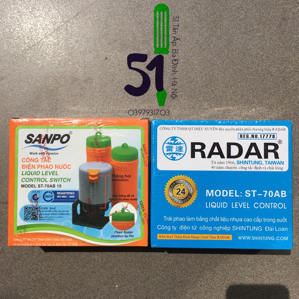 Phao điện RADAR - SANPO | Phao điện lắp bể nước đóng mở tự động