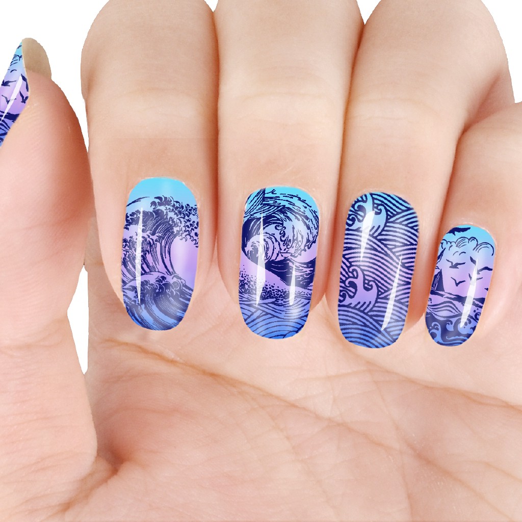 Tem dán móng họa tiết biển cả dùng trang trí