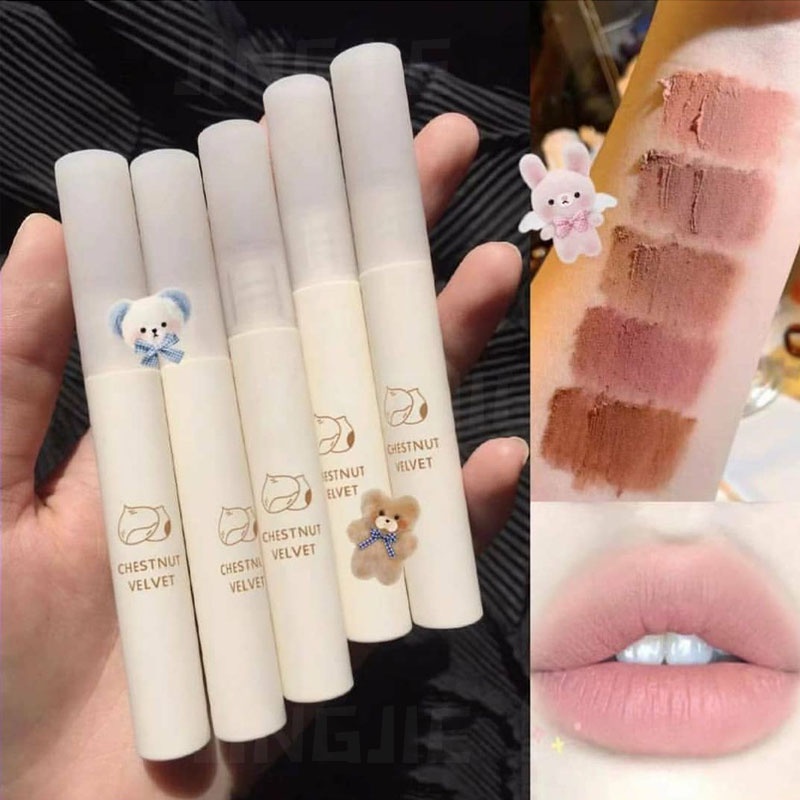 Son Kem CHESTNUT VELVET Màu Lì Không Thấm Nước Mềm Mịn Lâu Trôi