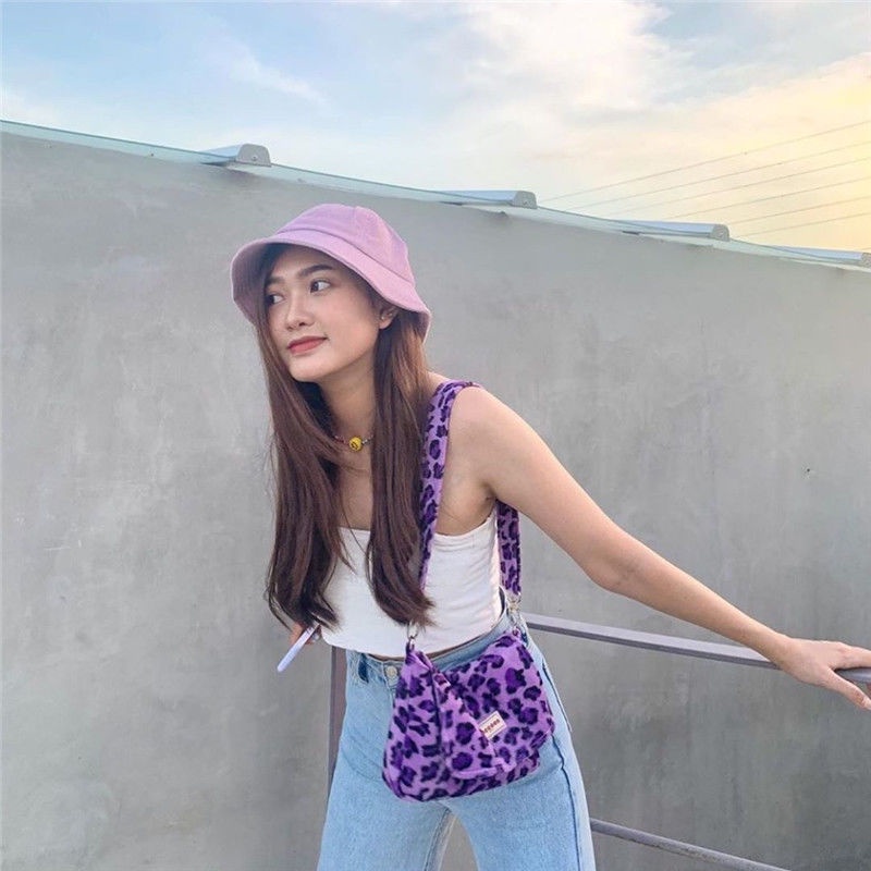 Túi Xách Lông Nhung Họa Tiết Báo Hồng Dễ Thương Xinh Xắn