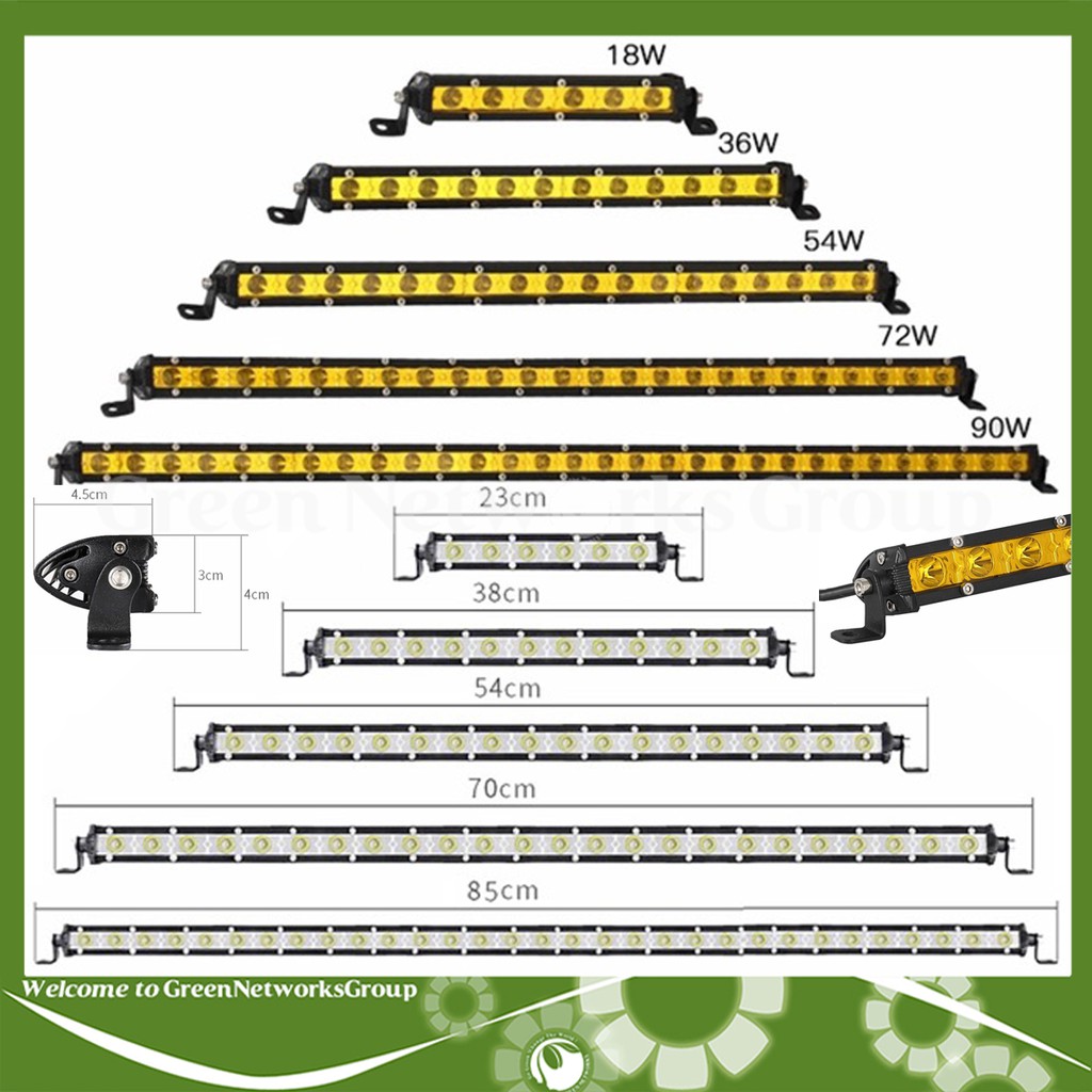 Đèn led bar trợ sáng gắn cho xe tải ô tô ánh sáng trắng sáng vàng đủ mẫu kích thước GreenNetworks