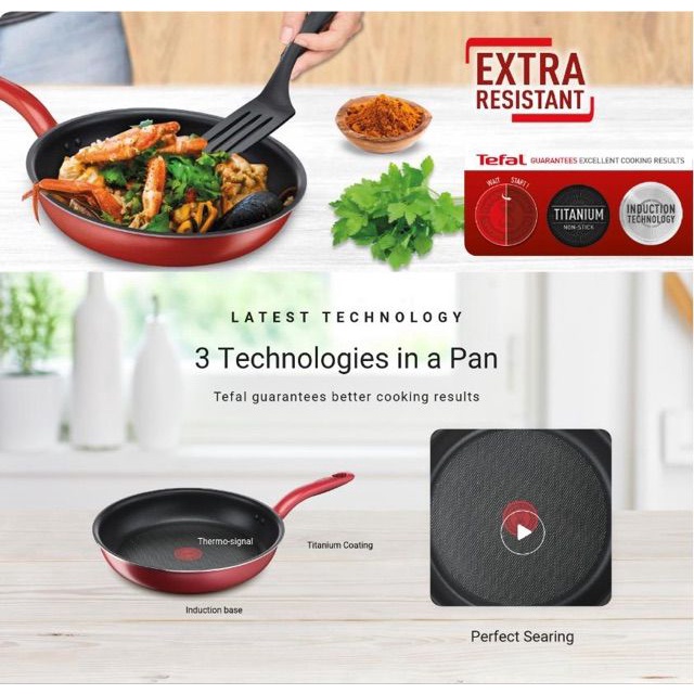 Chảo chiên chống dính đáy từ Tefal So Chef G1350495 24cm Đỏ - Hàng chính hãng