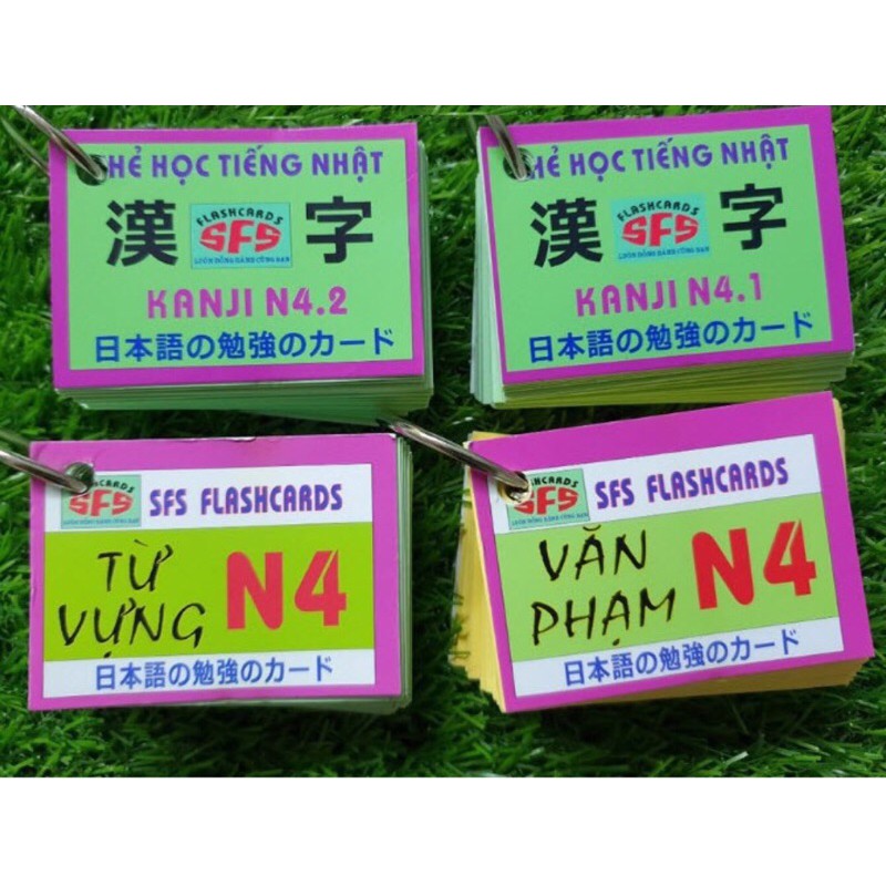 trọn bộ 4 thẻ flashcards n4 từ vựng  kanji ngữ pháp