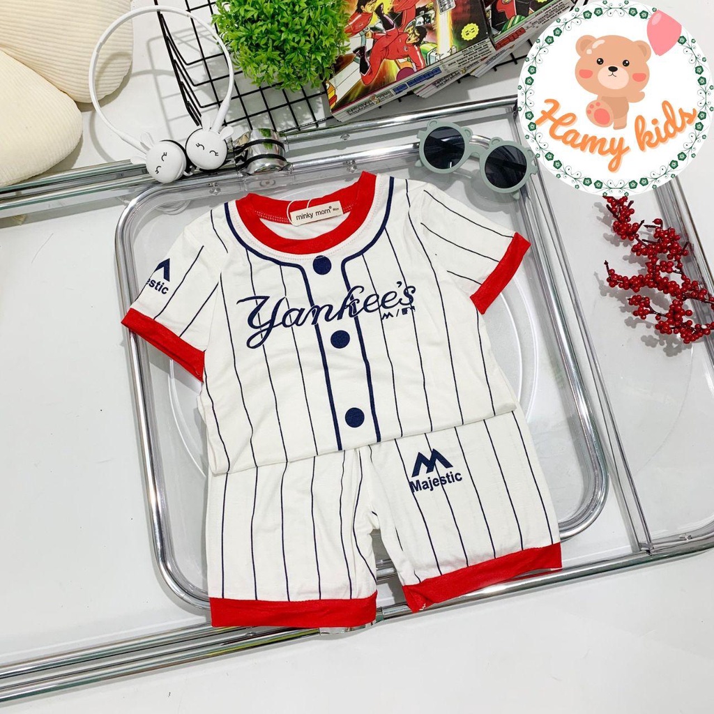 Bộ Cộc Tay Bé Trai Bé Gái Minky Mom Chính Hãng Thun Lạnh Hình in Đồng Phục Bóng Chày Trẻ Em 0-5 Tuổi Dưới 20kg- Hamykids
