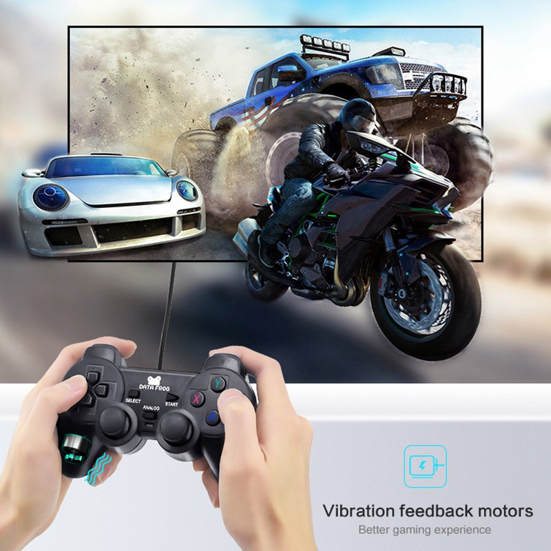 Data Frog Vibration Joystick PC Laptop USB Wired Game Controller for WinXP/Win7/Win8/Win10 Vista Gamepad