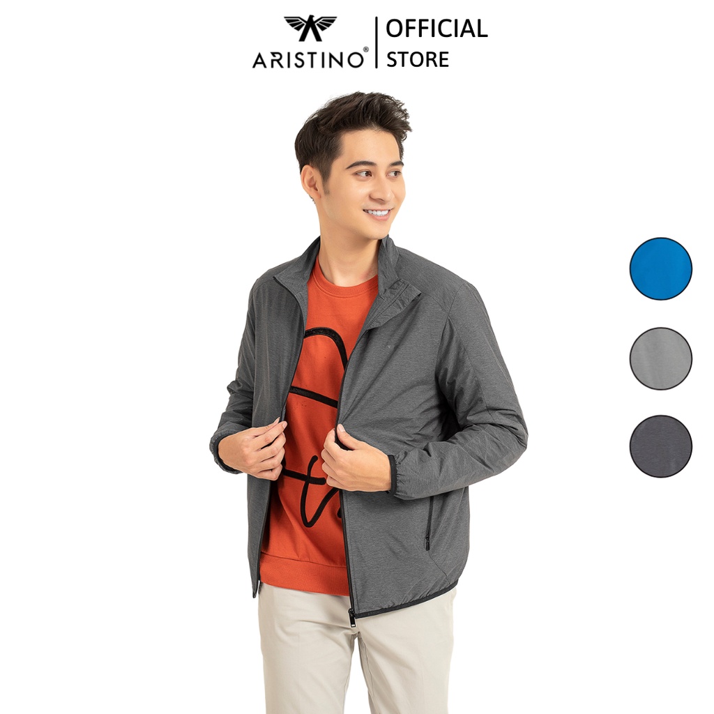 Áo khoác gió 2 lớp nam Aristino thiết kế cổ trụ nam tính, khỏe khoắn, chất bền màu cản gió tốt - AJK001W9