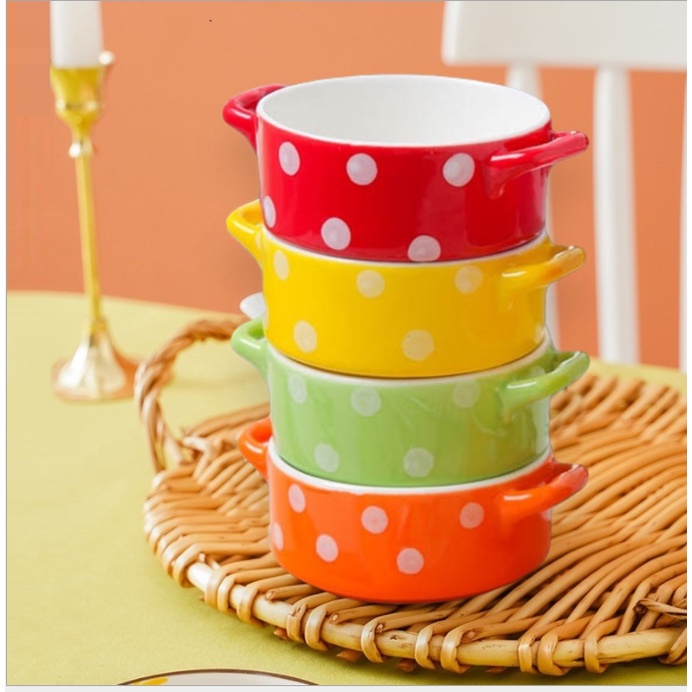 Chén sứ hình nồi chấm bi